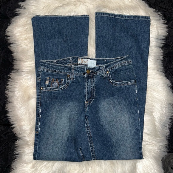 Woman’s Y2K Crest Collection Denim Blue Jeans Boot Leg Stitch Design Size 9/10 - Picture 4 of 9